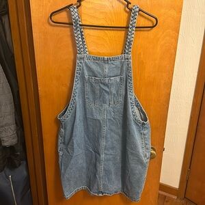 Denim overall mini dress